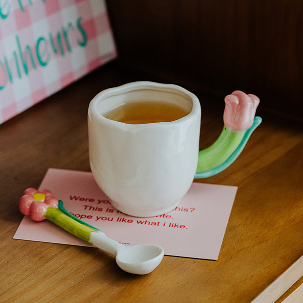 Mug with Tea Bag Holder in Red