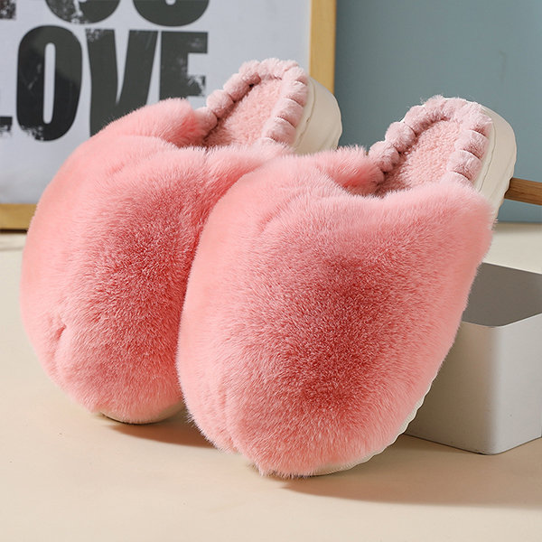 Cute Fluffy Slippers - Plush - 4 Colors Available - White - Yellow image