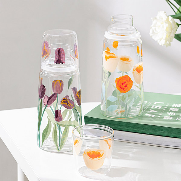 Flower Inspired Kettle - Lid As Cup - Glass - 2 Styles