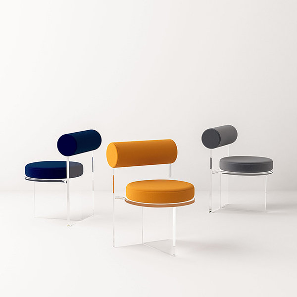 Minimalist Round Chair - Acrylic - Gray - Orange - 4 Colors