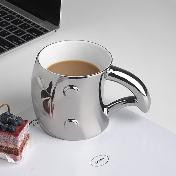 White Ceramic Whale Shaped Coffee Mug with Handle and Smiling