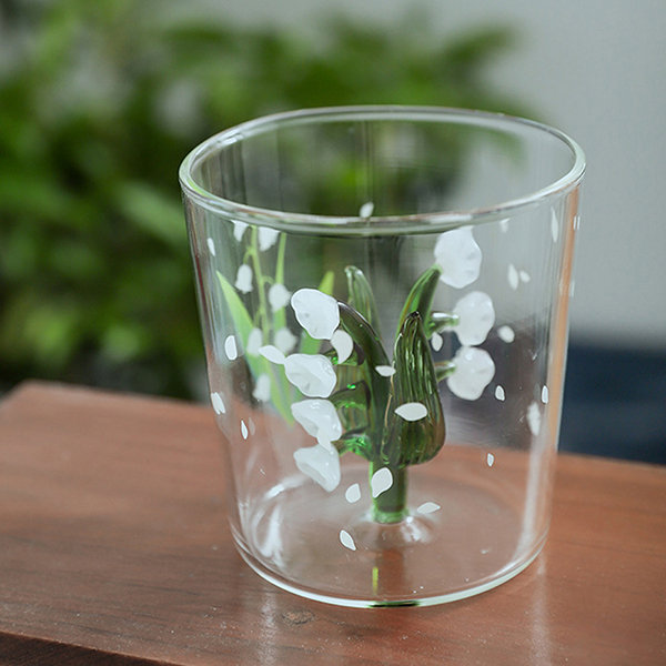 Glass Tumbler | White Floral