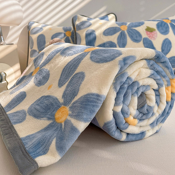 Floral Blanket - Polyester - Thickened Design - Blue - Pink - 2 Sizes from  Apollo Box