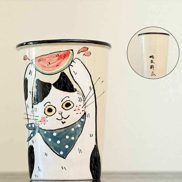 Cute Cat Mug - Ceramic - Relief Bread Pattern Design from Apollo Box