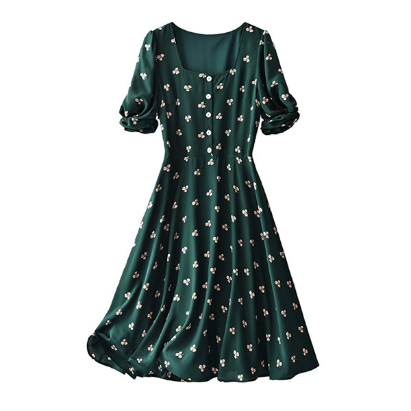 Vintage Green Slip Dress - Blended Fabric - 4 Sizes Available