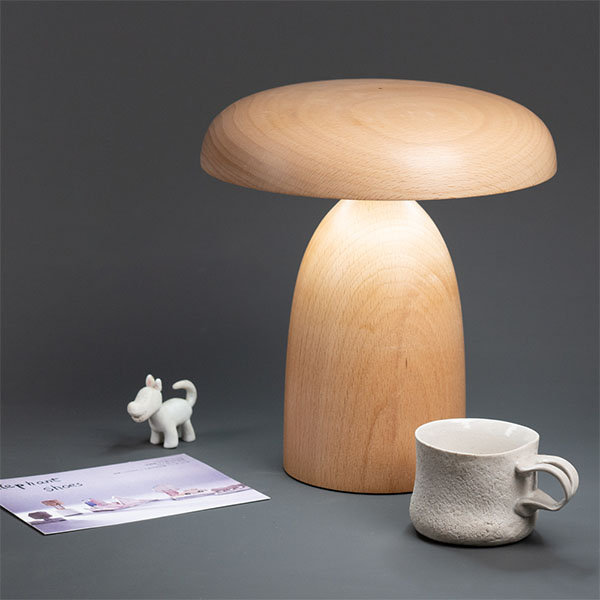 Mushroom Table Lamp - Beechwood - Sapele - 8 Patterns from Apollo Box