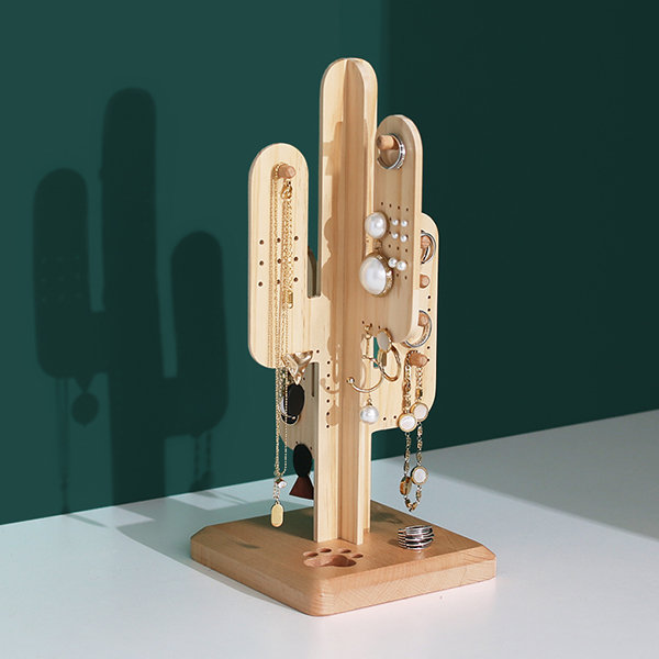 Cactus Jewelry Holder Stand Personalized Wooden Jewelry Stand