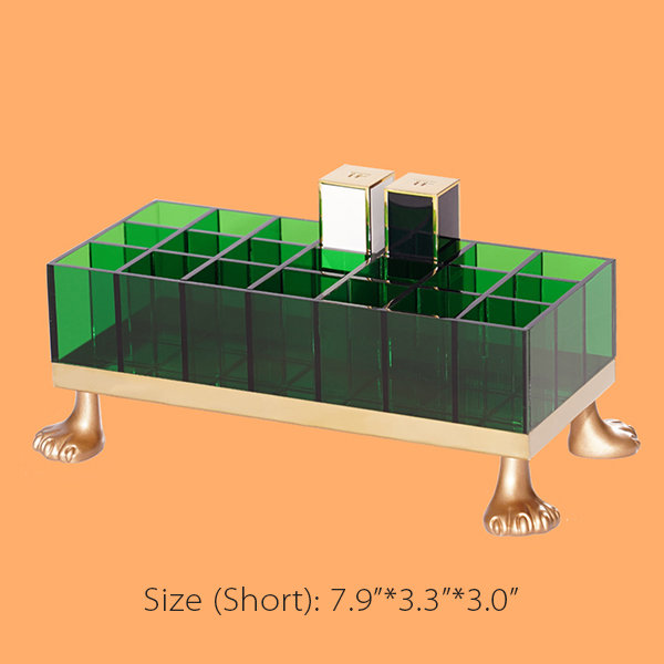 Cat Feet Lipstick Storage Box - Acrylic - Green - Orange