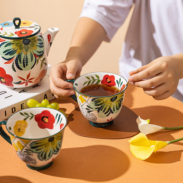 Ceramic Tea Set - Pink - Red - Green - 2 Sizes - ApolloBox