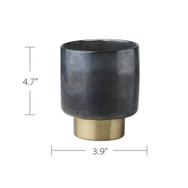 Modern Glass Vase - Metal - Candle Holder - Beige - Gray