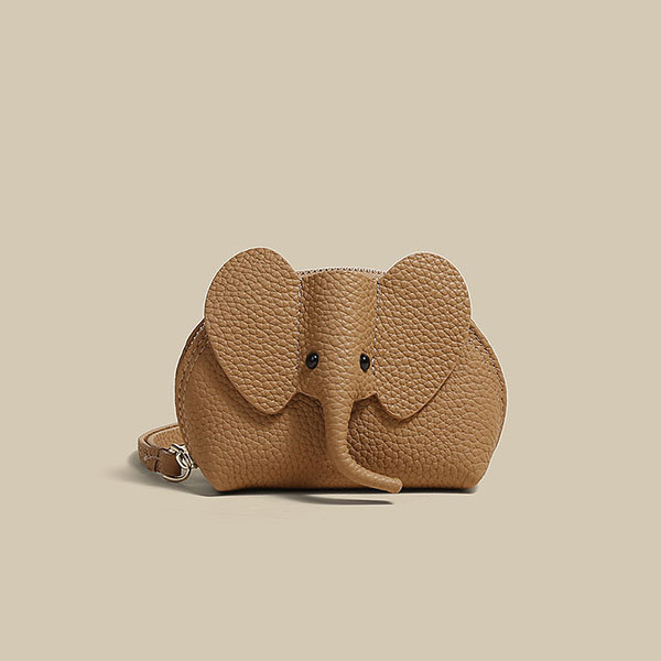 Genuine Leather Elephant Change Purse. A Whole Elephant Coin Purse,  Wristlet and Zipper