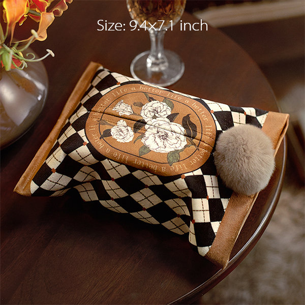 Vintage Checkerboard Tissue Box - Floral Design