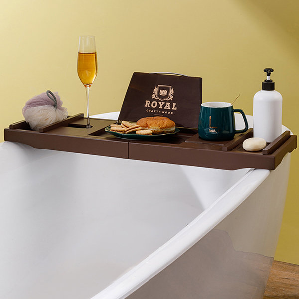 ROYAL CRAFT WOOD Luxury Bathtub Tray Caddy - Bamboo Adjustable Bath Tub  Table Caddy for Bathroom, Bathtub Caddy Tray, Bathtub Accessories (Natural)  