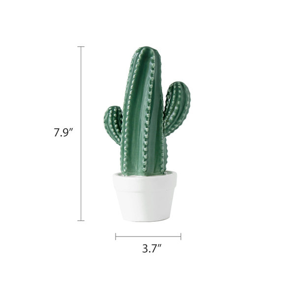 Cactus Ceramic Decoration - White - 4 Patterns - ApolloBox