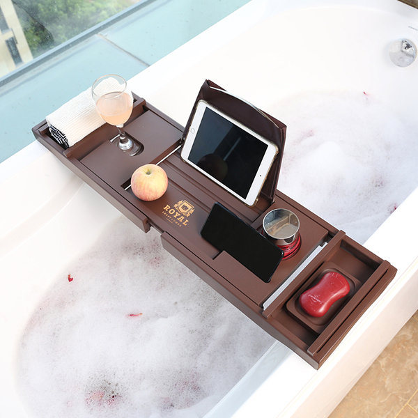 ROYAL CRAFT WOOD Luxury Bathtub Tray Caddy - Bamboo Adjustable Bath Tub  Table Caddy for Bathroom, Bathtub Caddy Tray, Bathtub Accessories (Natural)  