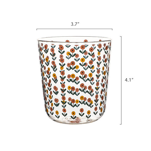 Beautiful Floral Glass Cup - ApolloBox