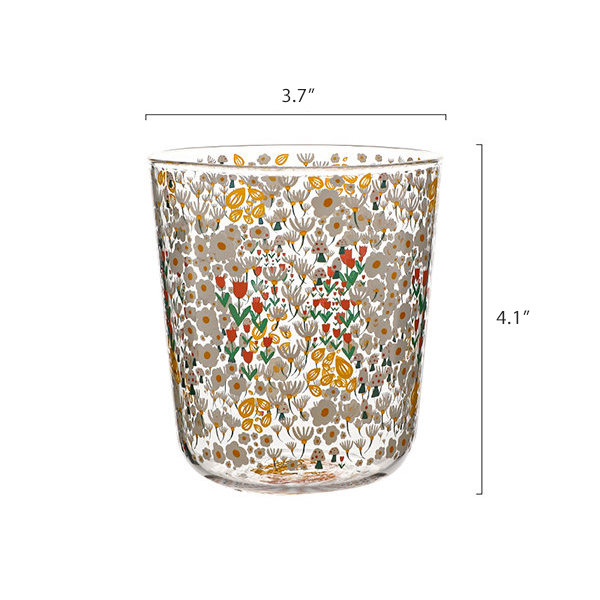 Beautiful Floral Glass Cup - ApolloBox