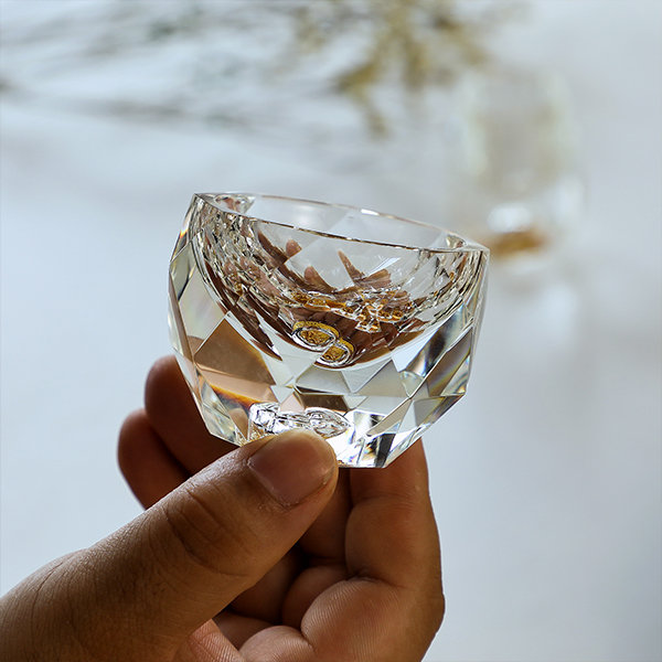 Diamond Inspired Wine Cup - Glass - Gold Foil Decoration