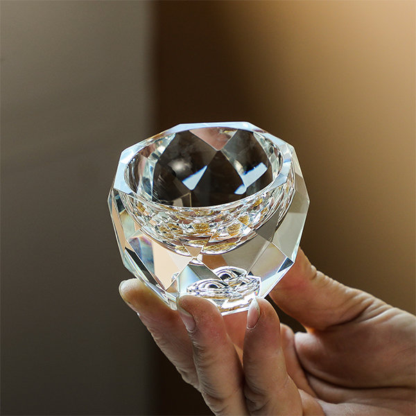 Diamond Inspired Wine Cup - Glass - Gold Foil Decoration