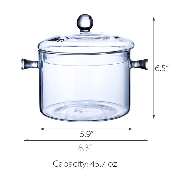 Glass Cooking Pot - With Handles - Safe for Fire - ApolloBox