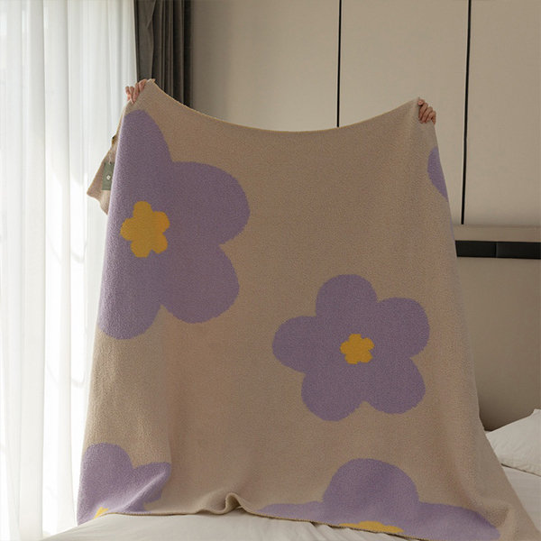 Sunflower Blanket - Polyester - Purple - Green