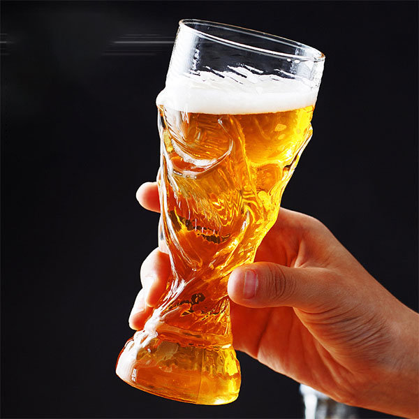 High Quality Creative Transparent Football Beer Glass Handle Cup