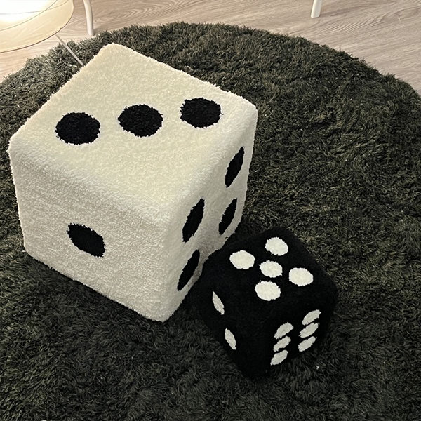 Creative Dice Stool - Wood - Polyester - Black - White from Apollo Box