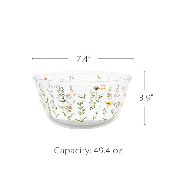 Floral Design Glass Salad Bowls - ApolloBox