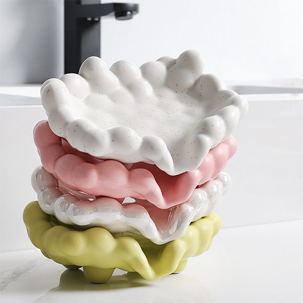 Cloud Draining Soap Dish - Ceramic - White - Pink - 4 Colors