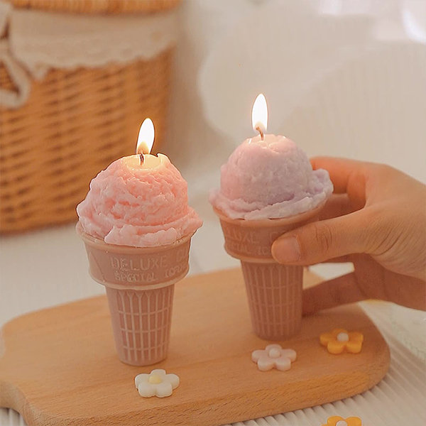Ice Cream Shaped Aromatherapy Candle - Wax - White - Pink - 6 Colors from  Apollo Box