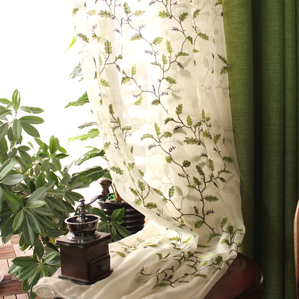 Simple Leaf Curtains - Blended Fabric - 2 Pcs - 4 Sizes