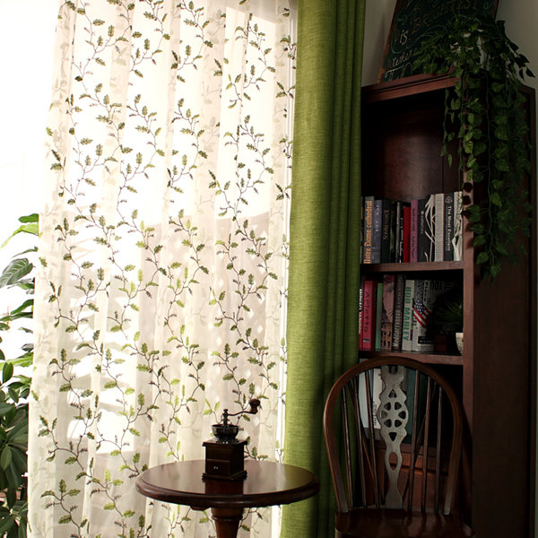 Simple Leaf Curtains - Blended Fabric - 2 Pcs - 4 Sizes