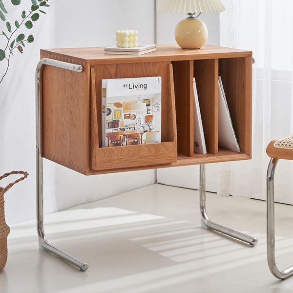 Japanese Cherry Wood Side Table - Storage Cabinet - 2 Drawers - ApolloBox