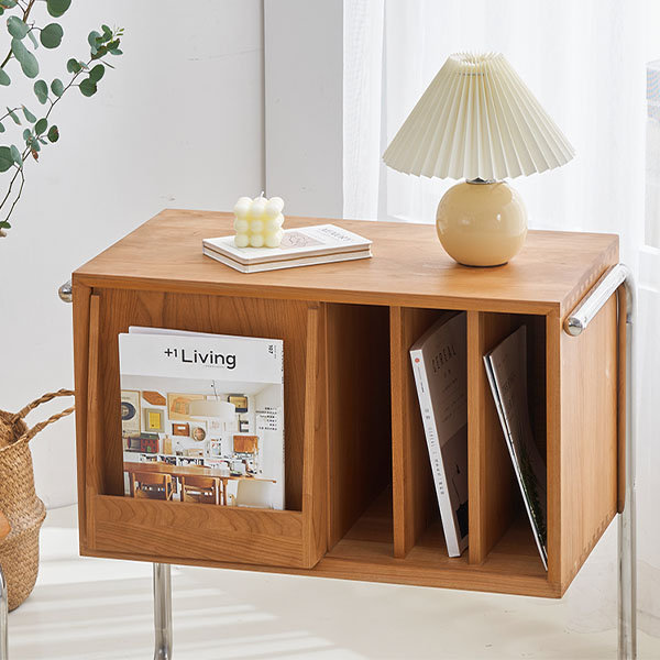 Japanese Cherry Wood Side Table - Storage Cabinet - 2 Drawers - ApolloBox