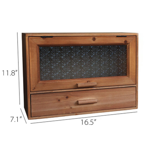Desktop Storage Cabinet - Wood - Glass - 2 Drawers - Vintage from Apollo Box