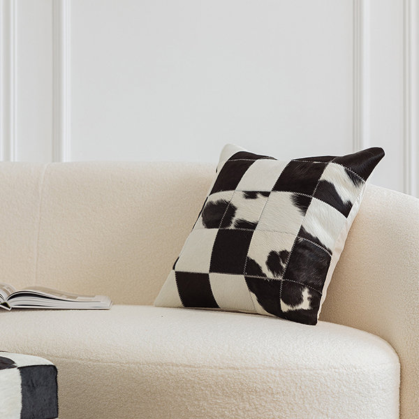 Checkerboard Throw Pillow - Leather - Black - Brown