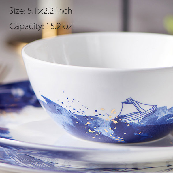 Hand Painted Bone China Bowl - In-glaze Color - Blue and White from Apollo  Box