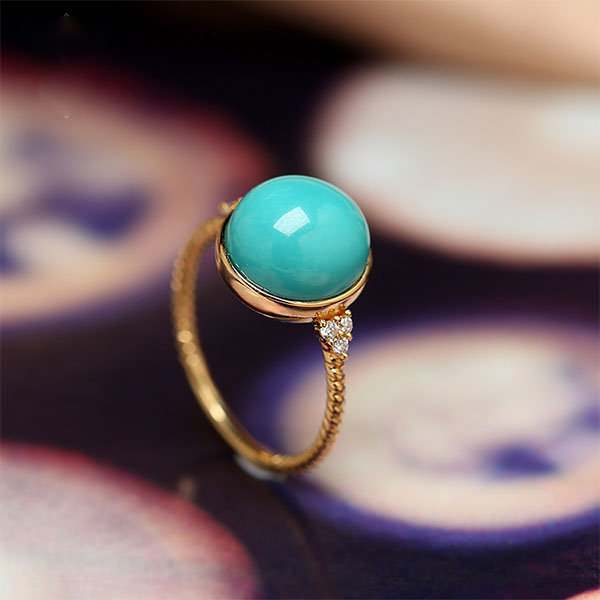 Unique Designed Ring - Turquoise - 18K Gold - Adjustable - For Women from  Apollo Box