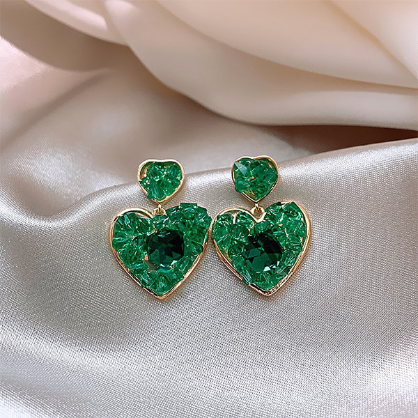 Jon Richard Gold Plated Emerald Heart Drop Earrings, Gold/Green at John  Lewis & Partners