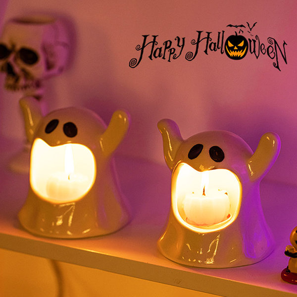 Ghost Candle Holder - Ceramic - Halloween - ApolloBox