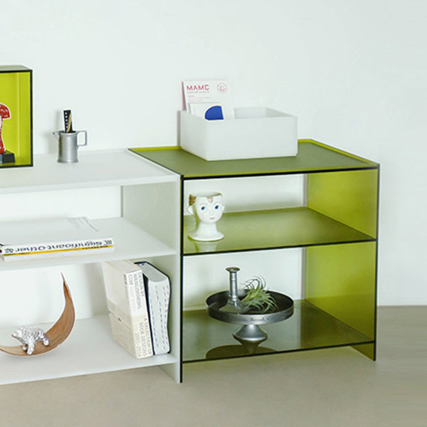 Modern 2-Tier Green & Transparent Storage Rack Acrylic Storage Adjustable  Shelf Small
