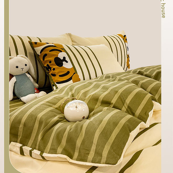 Cartoon Tiger Four Piece Bedding Set - Cotton - 2 Sizes - ApolloBox