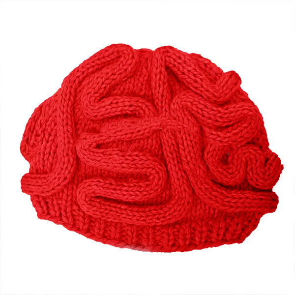 Creative Brain Inspired Hat - Acrylic Fiber - Red - Khaki - 3 Colors