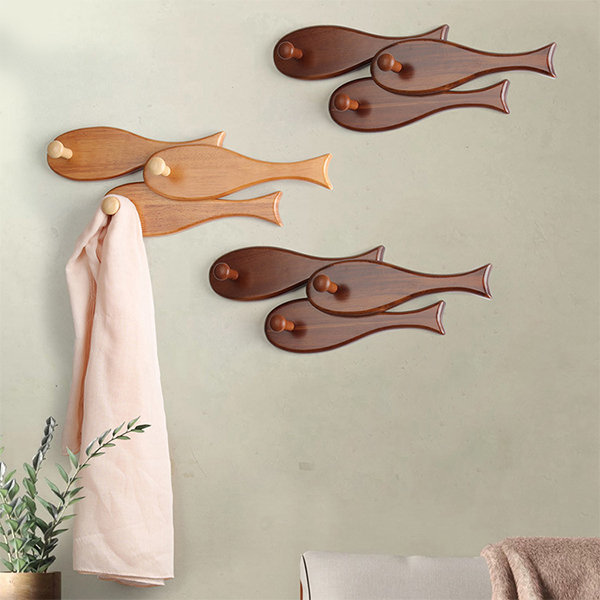 Fish Inspired Hooks - Rubber Wood - Three Fish Connected Design - ApolloBox