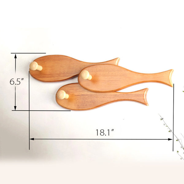 Fish Inspired Hooks - Rubber Wood - Three Fish Connected Design