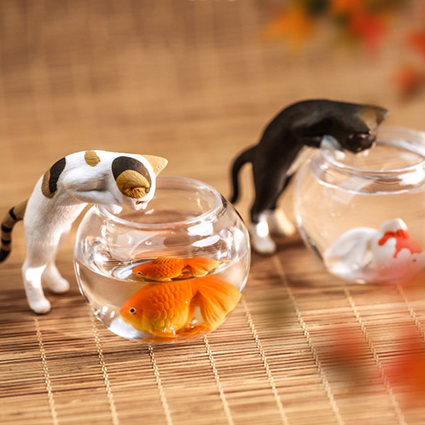 Cat & Fishbowl, Cat and Fish Bowl, Fish Bowl Ornament, Goldfish