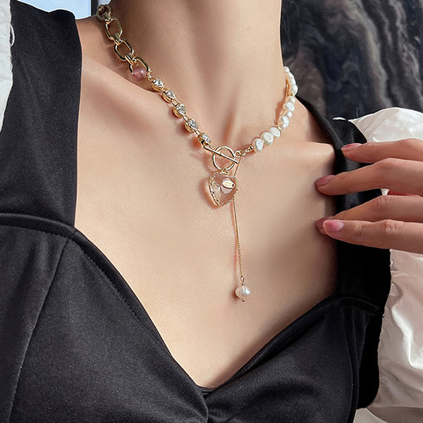 Womens Pearl Heart Gold Heart Pendant Necklace Fashionable Choker Neck Chain  For Weddings And Parties Perfect Gift R230908 From Us_georgia, $9.12