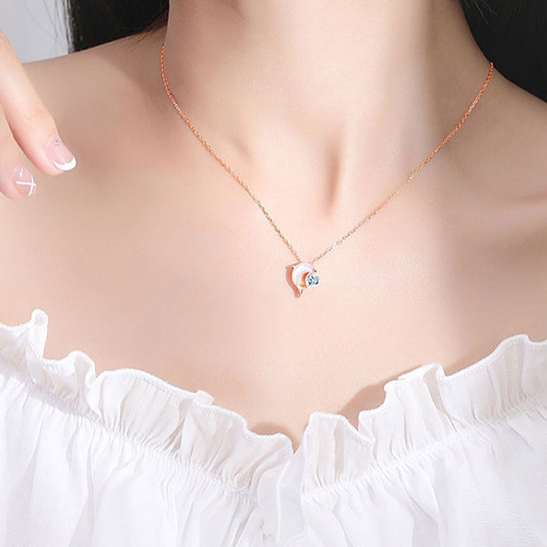 Dolphin hot sale heart necklace