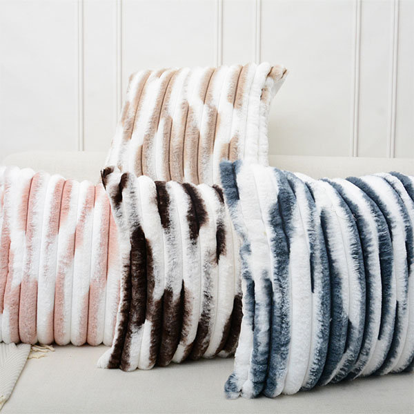 Stripe Patterned Throw Pillow Cover - Polyester - Down Cotton - Pink - Gray - 4 Colors