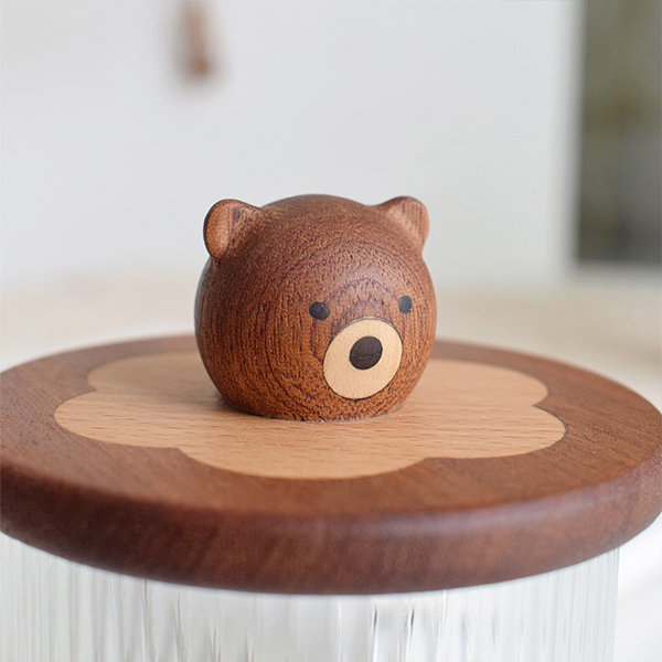 Cute Bear Storage Jar - Wooden Lid With a Unique Bear Figurine As Handle -  ApolloBox